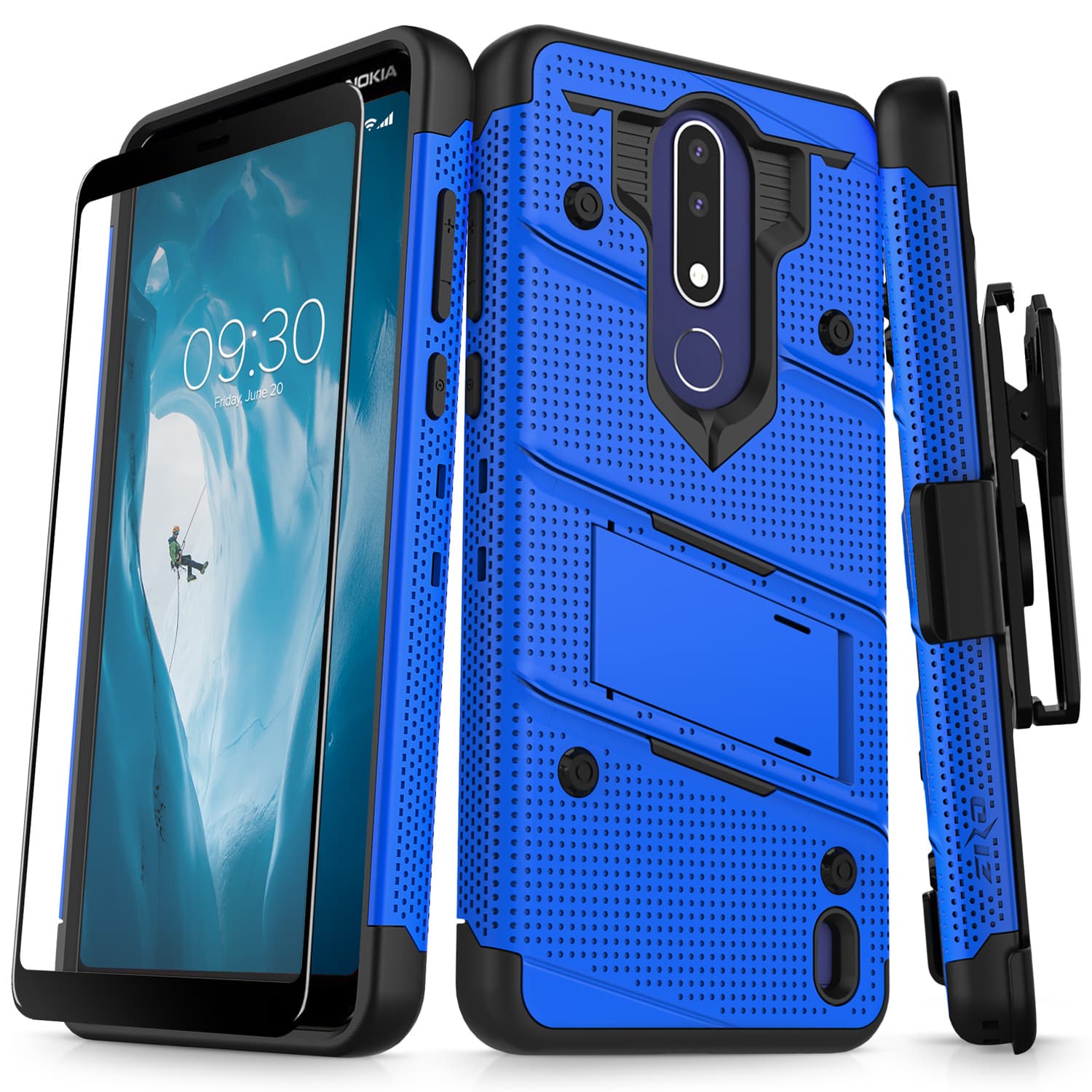 ZIZO BOLT Series for Nokia 3.1 Plus Case - Military Grade Drop Tested with Full Glass Screen Protector Holster and Kickstand